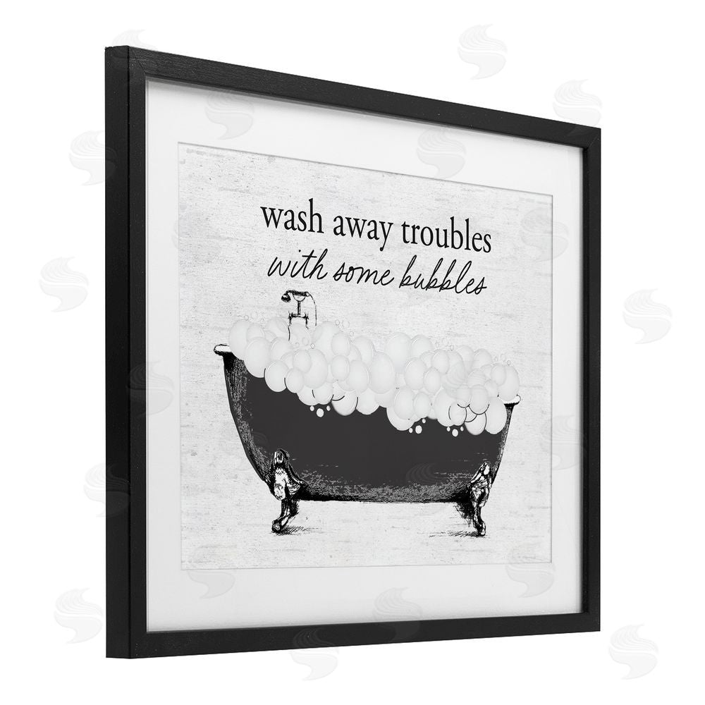 Lettered and Lined Uplifting Bubble Bath Rhyme Black Framed Print Under Glass Wall Art