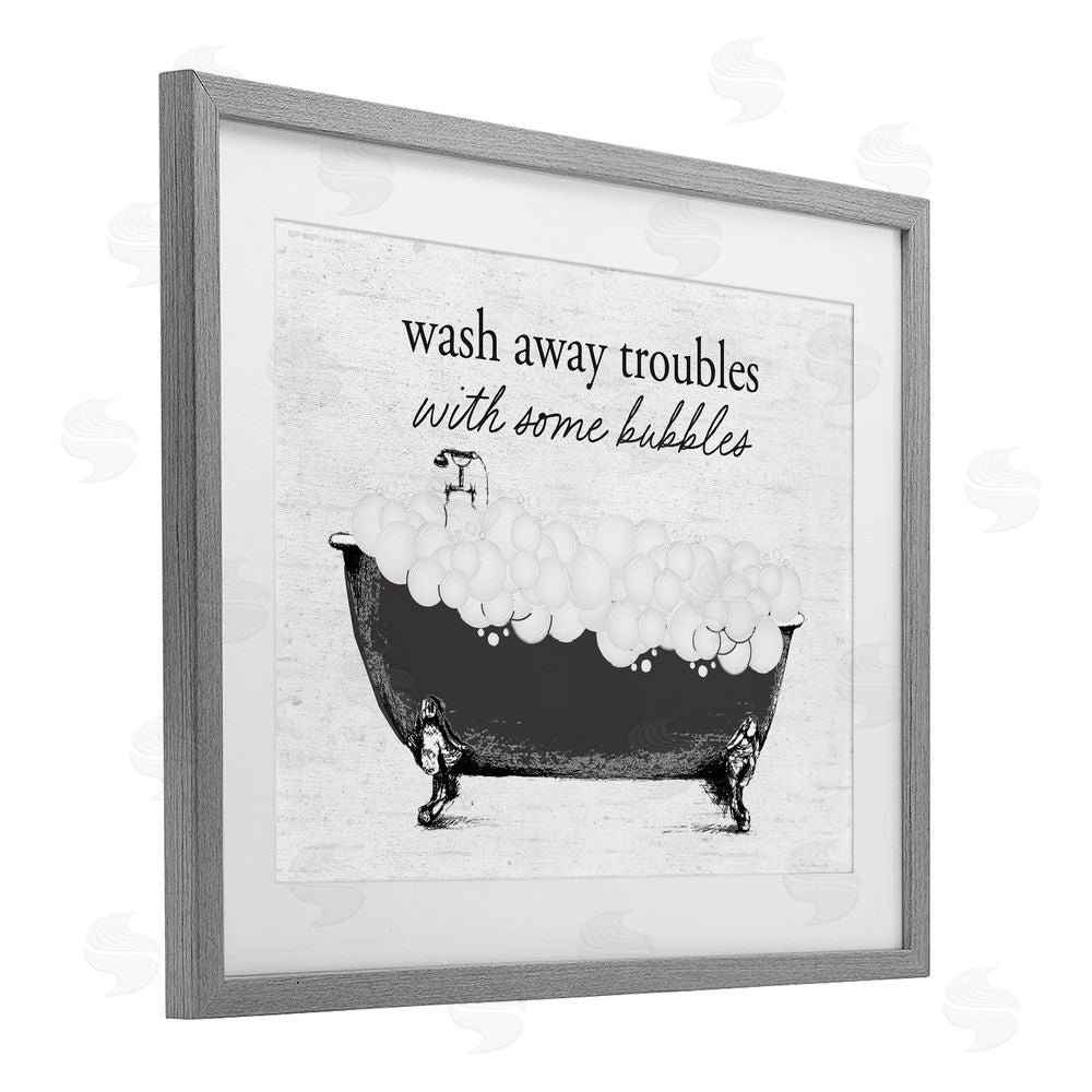 Lettered and Lined Uplifting Bubble Bath Rhyme Gray Framed Print Under Glass Wall Art