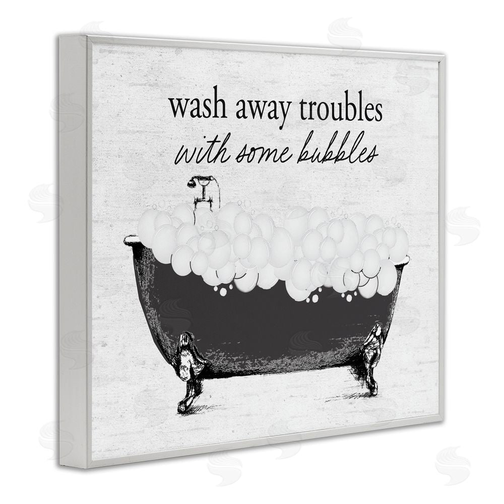 Lettered and Lined Uplifting Bubble Bath Rhyme White Framed Giclee Print Wall Art