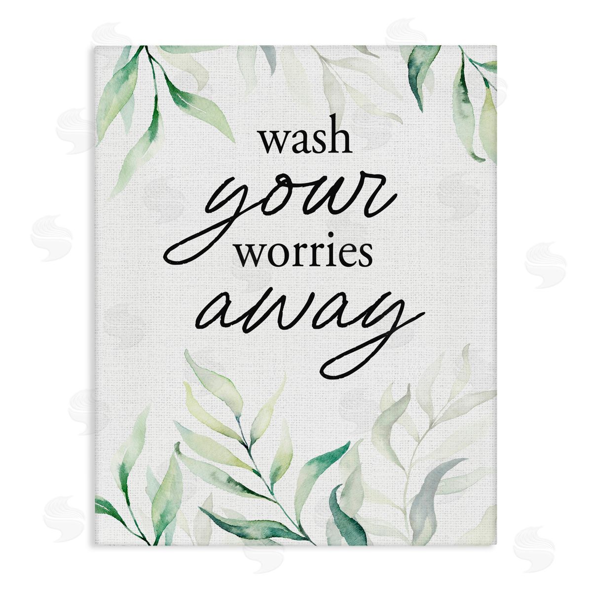 Lettered and Lined Wash Worries Away Leaves Stretched Canvas Wall Art Print