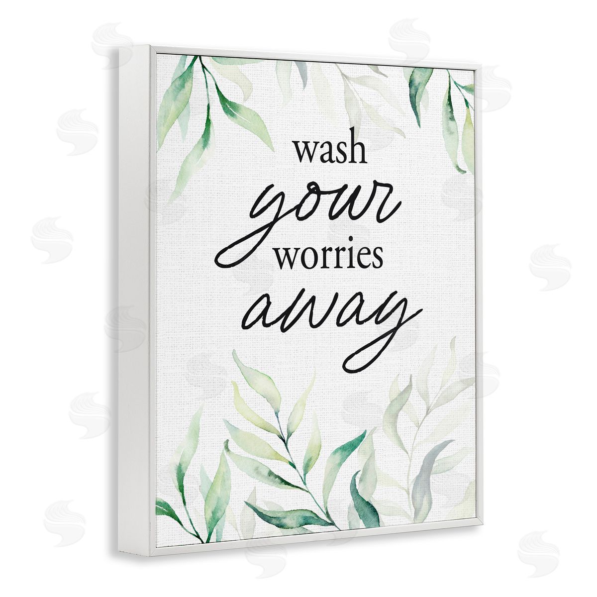 Lettered and Lined Wash Worries Away Leaves White Framed Giclee Print Wall Art