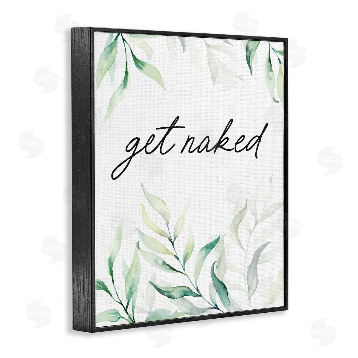 Lettered and Lined Get Naked Bathroom Herbs Black Framed Giclee Print Wall Art