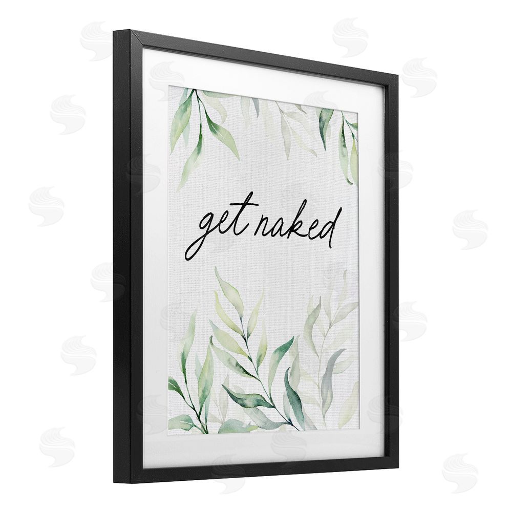 Lettered and Lined Get Naked Bathroom Herbs Black Framed Print Under Glass Wall Art