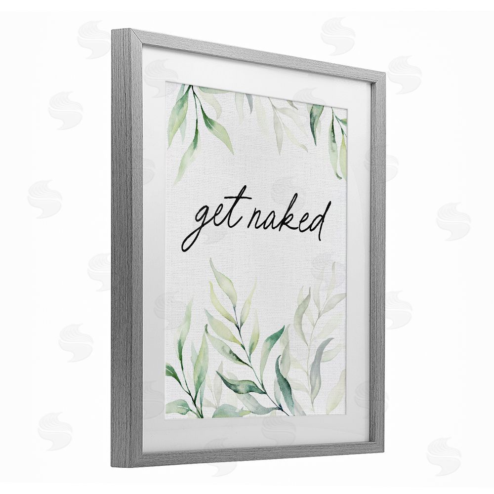 Lettered and Lined Get Naked Bathroom Herbs Gray Framed Print Under Glass Wall Art