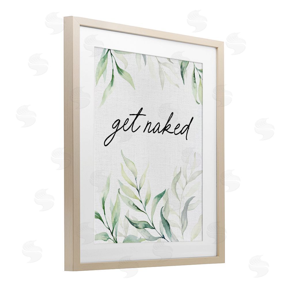 Lettered and Lined Get Naked Bathroom Herbs Brown Framed Print Under Glass Wall Art