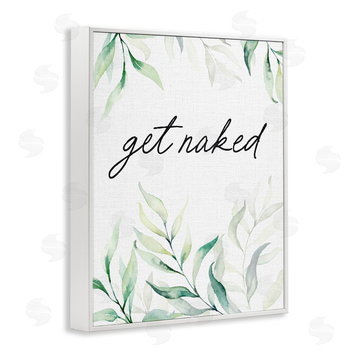 Lettered and Lined Get Naked Bathroom Herbs White Framed Giclee Print Wall Art