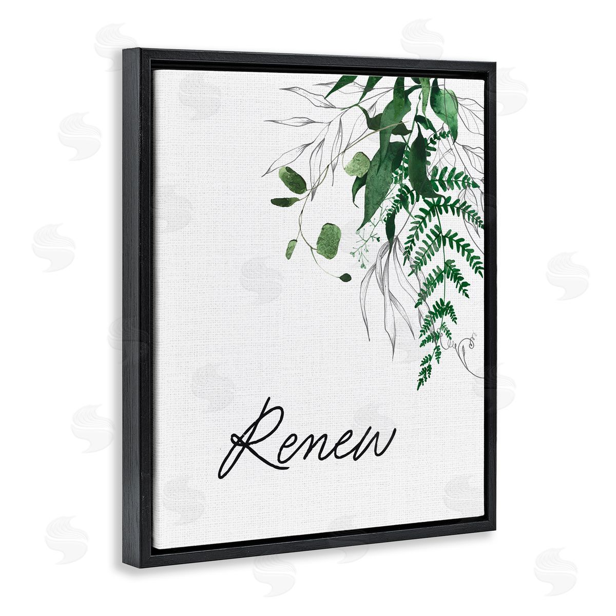 Lettered and Lined Renew Ferns & Botanicals Black Floating Frame Canvas Wall Art Print