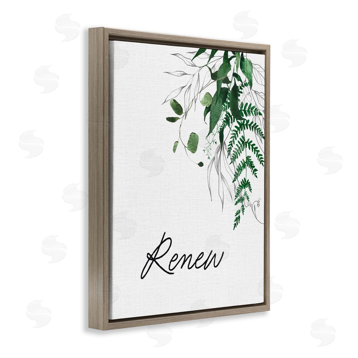Lettered and Lined Renew Ferns & Botanicals Brown Floating Frame Canvas Wall Art Print