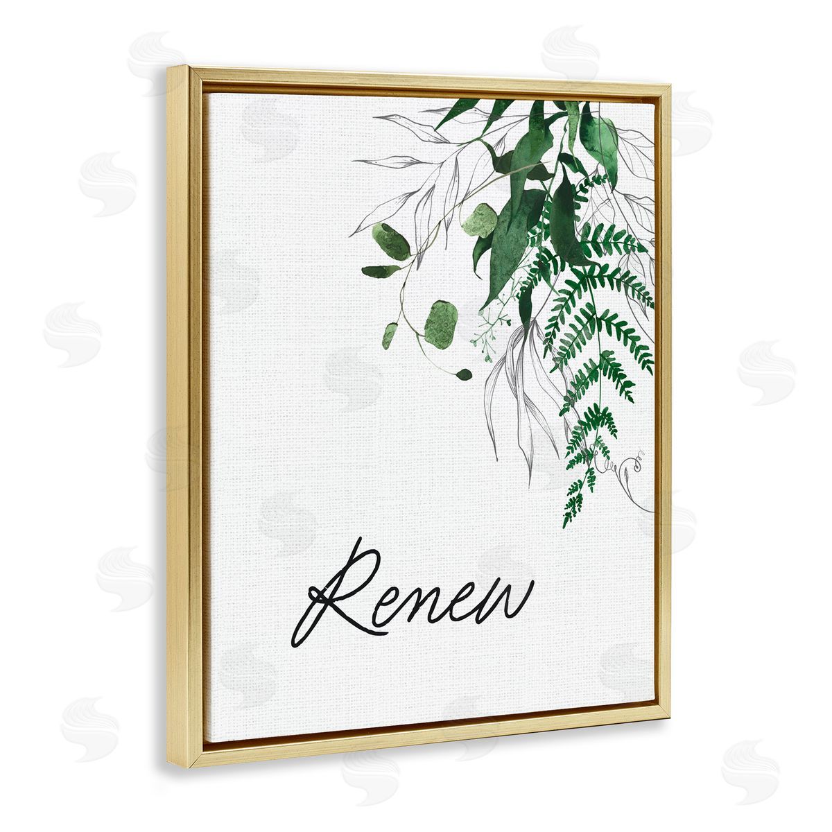 Lettered and Lined Renew Ferns & Botanicals Gold Floating Frame Canvas Wall Art Print