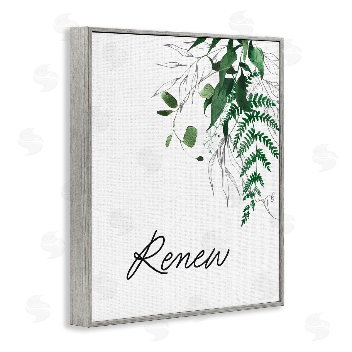 Lettered and Lined Renew Ferns & Botanicals Gray Framed Giclee Print Wall Art