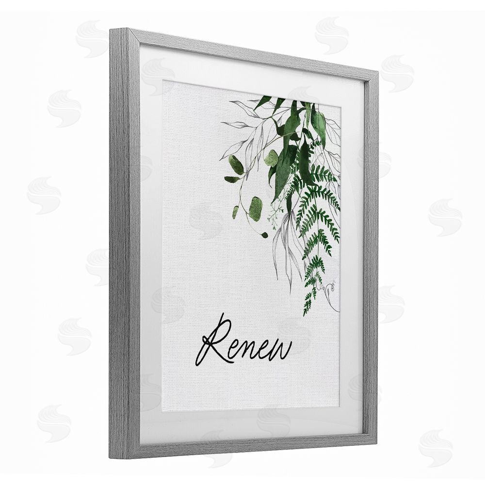 Lettered and Lined Renew Ferns & Botanicals Gray Framed Print Under Glass Wall Art