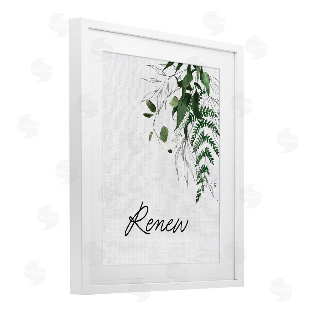 Lettered and Lined Renew Ferns & Botanicals White Framed Print Under Glass Wall Art
