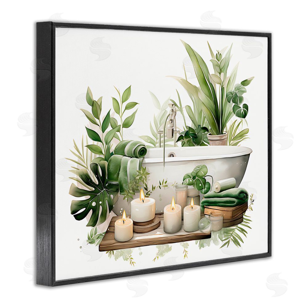 Lettered and Lined Tropical Zen Bathtub Black Framed Giclee Print Wall Art