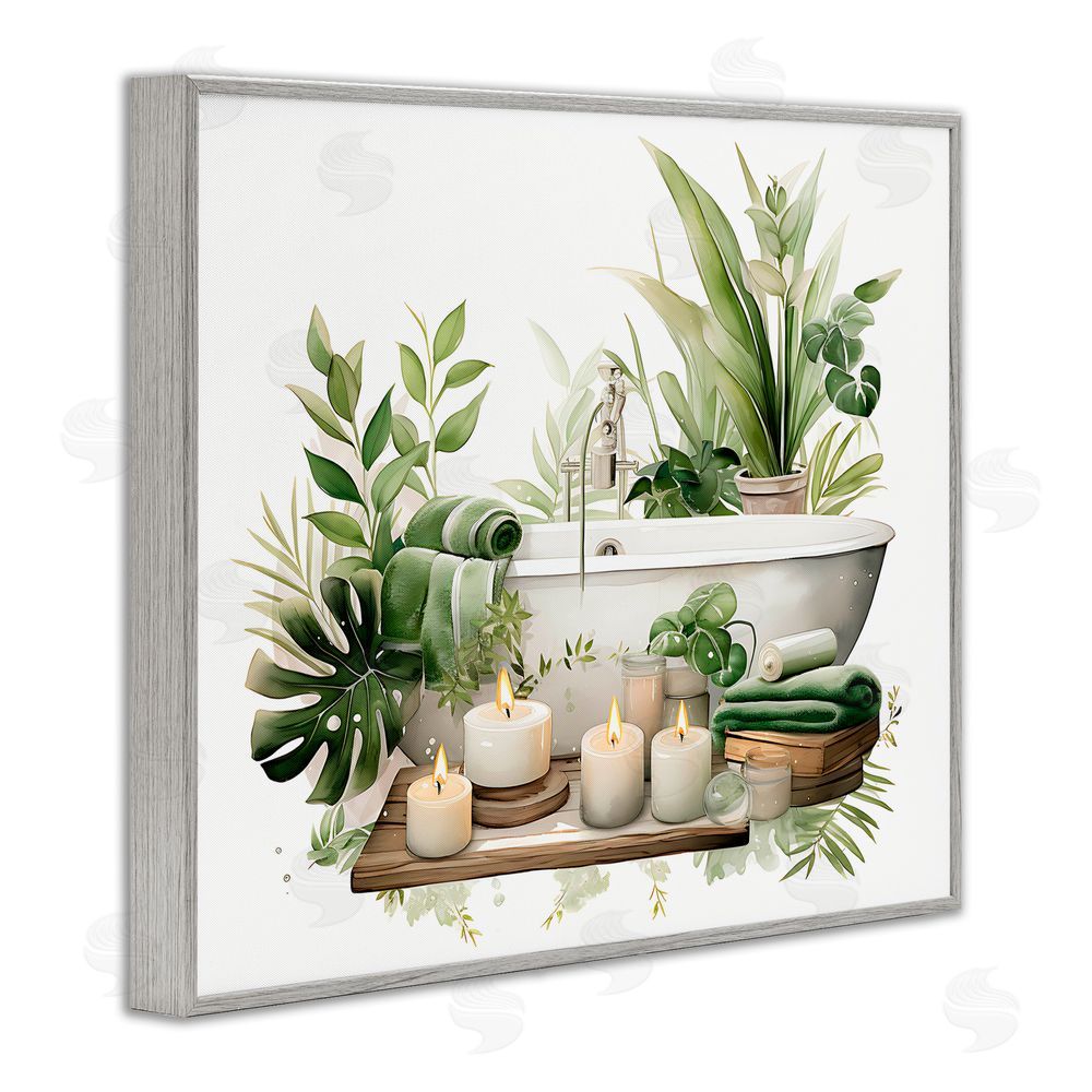 Lettered and Lined Tropical Zen Bathtub Gray Framed Giclee Print Wall Art