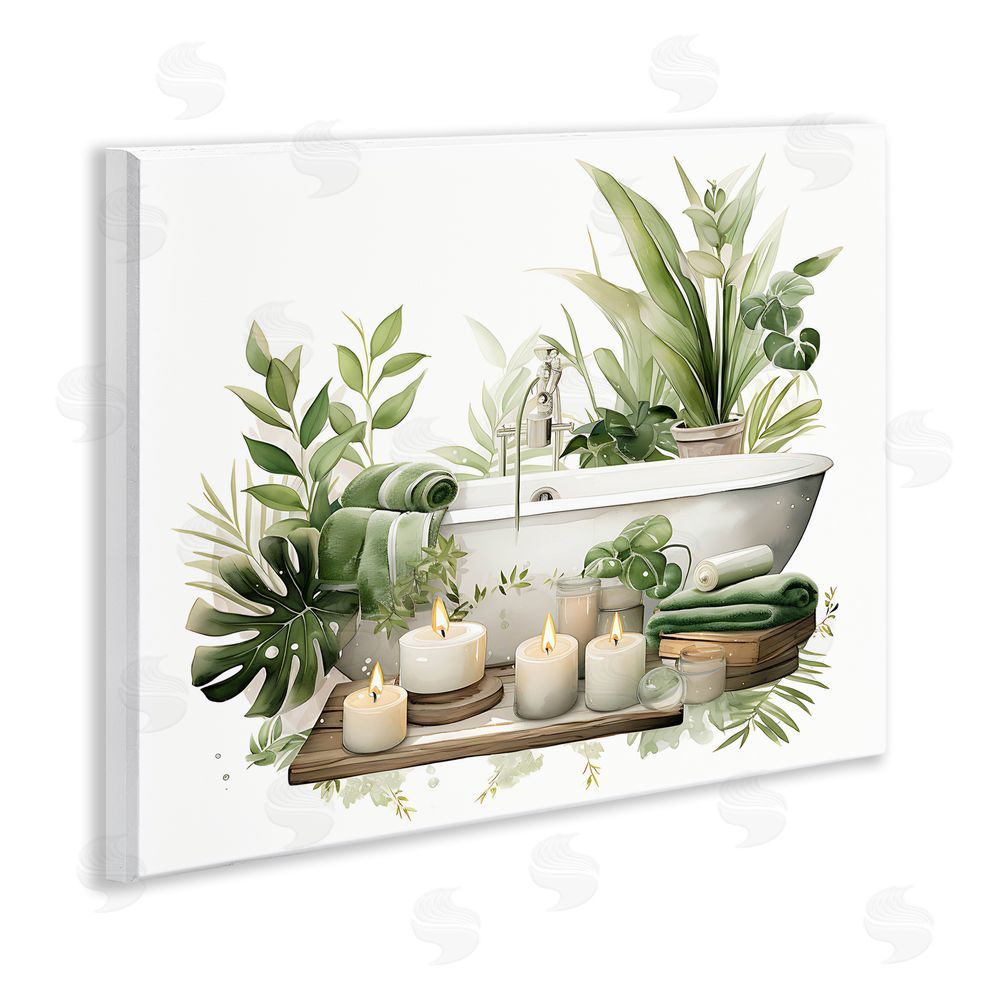 Lettered and Lined Tropical Zen Bathtub Wooden Wall Plaque Art Print