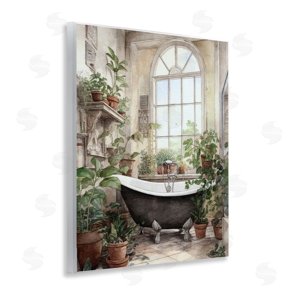 Lettered and Lined Vintage Sun Lit Bathtub Wooden Wall Plaque Art Print