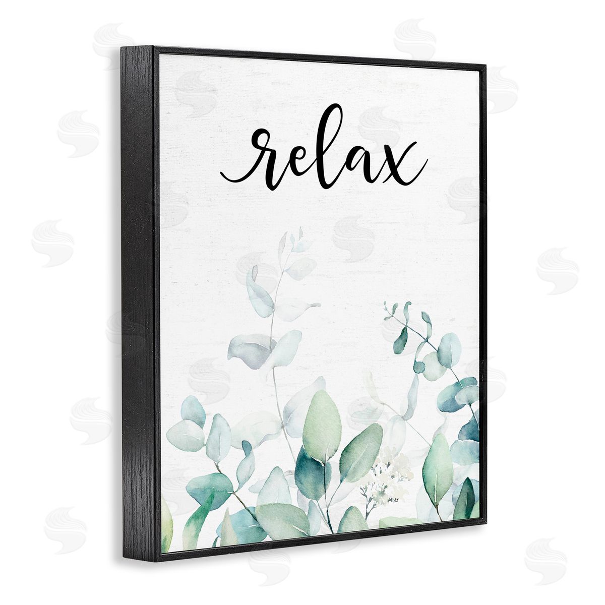 Lettered and Lined Relax Leafy Herbs Black Framed Giclee Print Wall Art