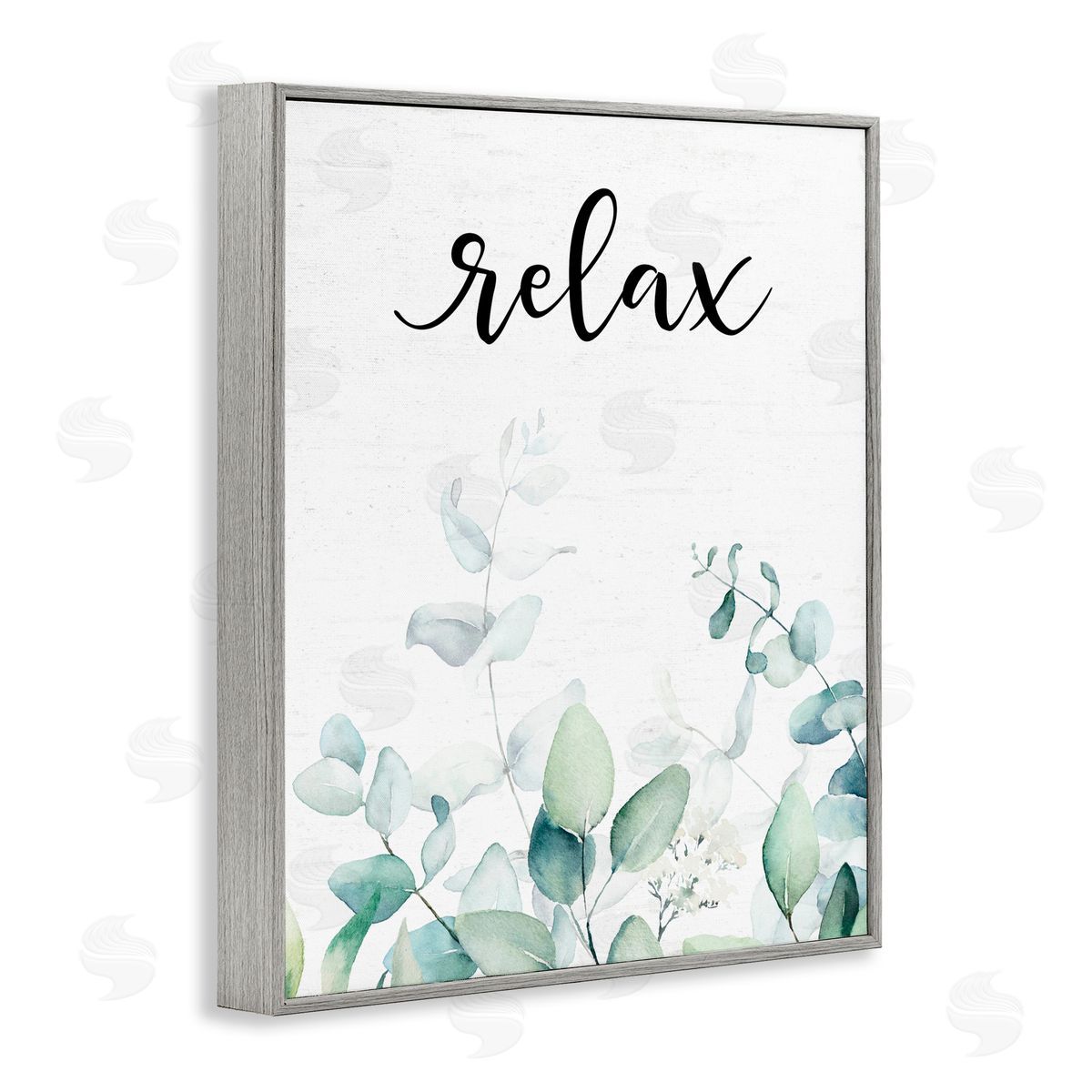Lettered and Lined Relax Leafy Herbs Gray Framed Giclee Print Wall Art