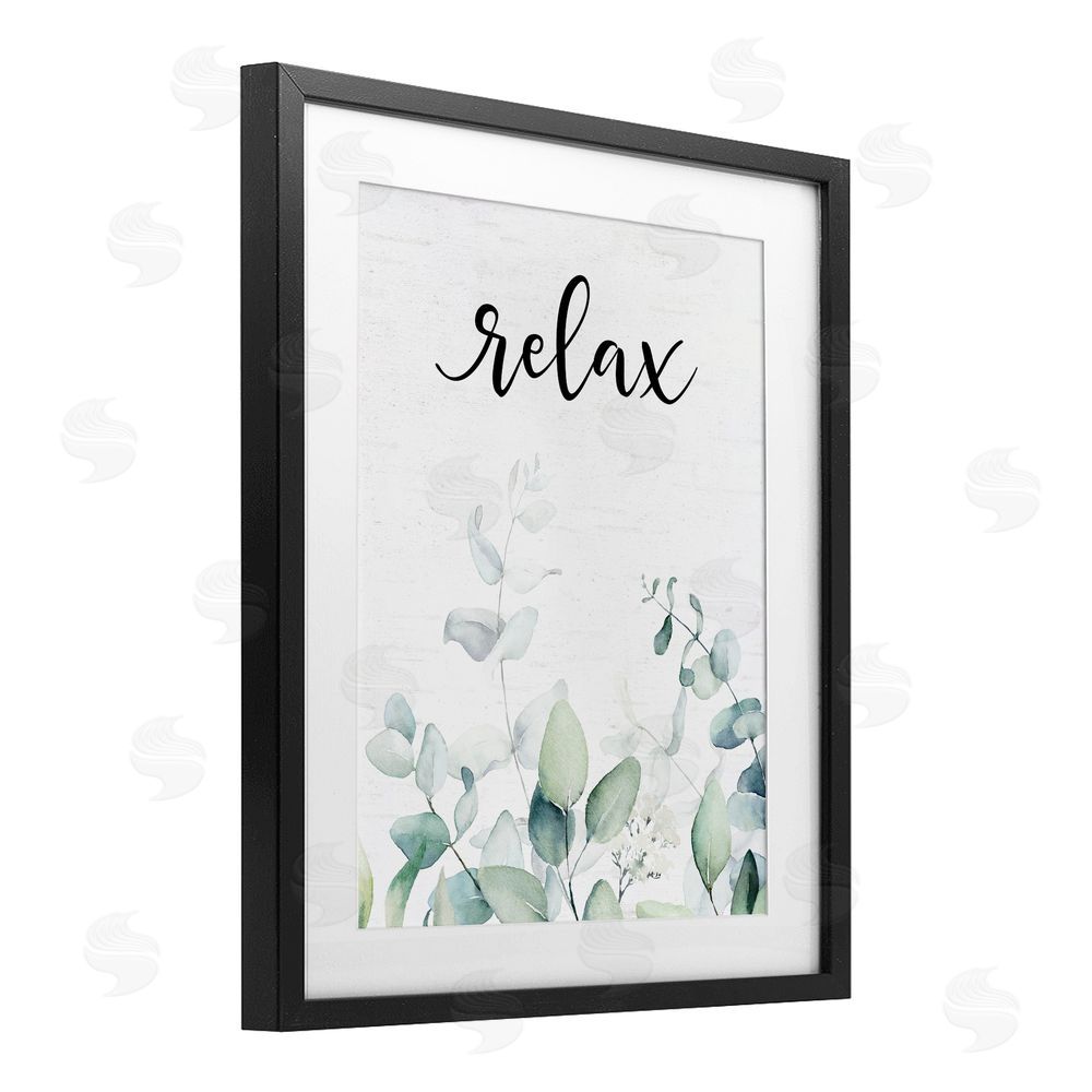 Lettered and Lined Relax Leafy Herbs Black Framed Print Under Glass Wall Art
