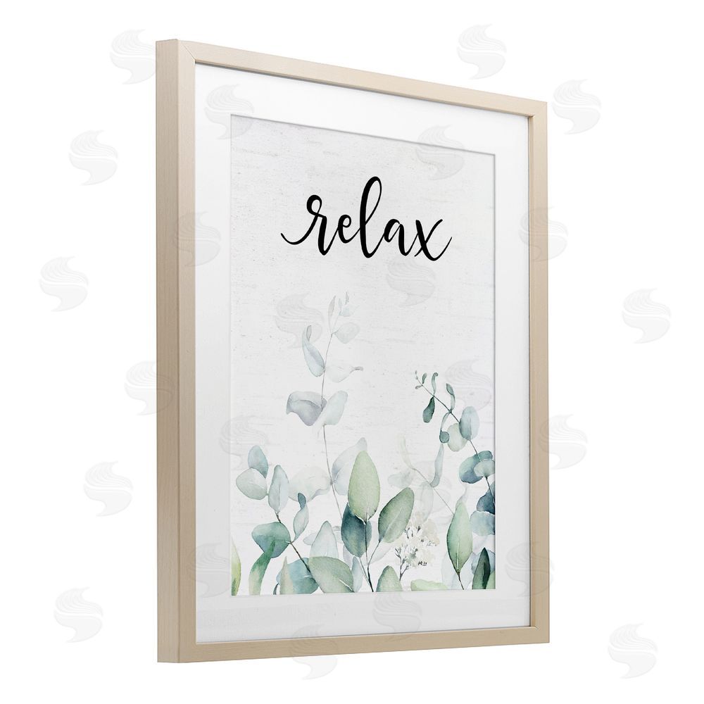 Lettered and Lined Relax Leafy Herbs Brown Framed Print Under Glass Wall Art