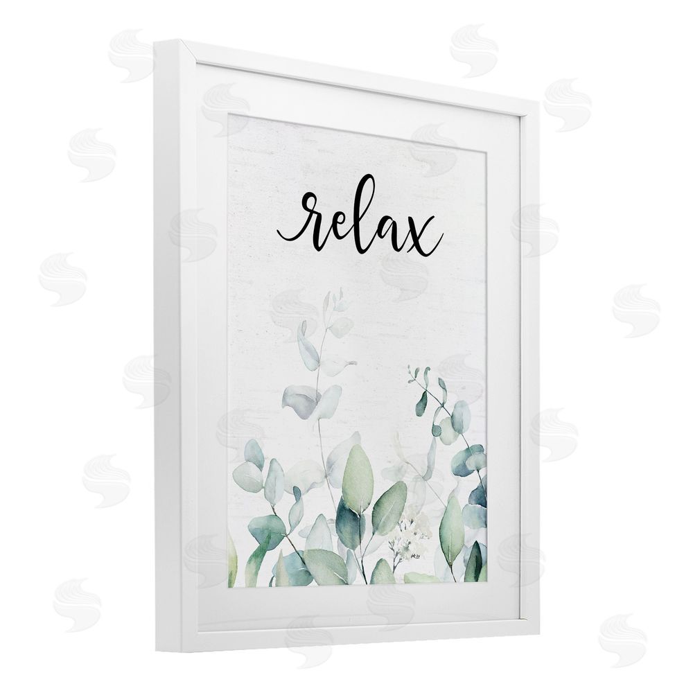 Lettered and Lined Relax Leafy Herbs White Framed Print Under Glass Wall Art