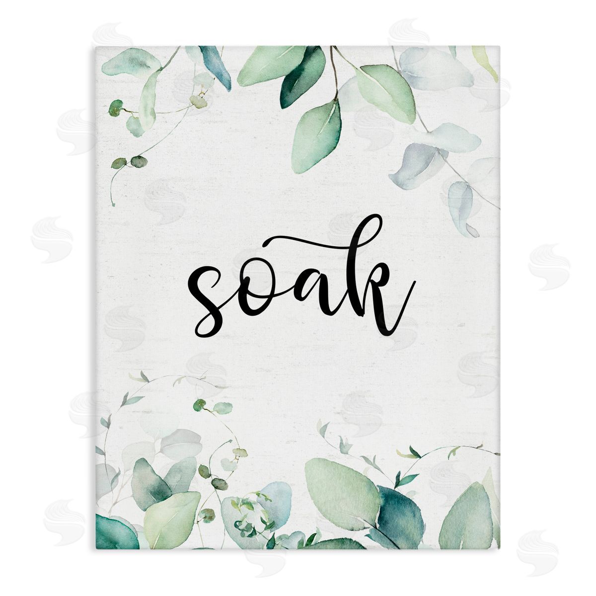 Lettered and Lined Soak Leafy Herbs Stretched Canvas Wall Art Print