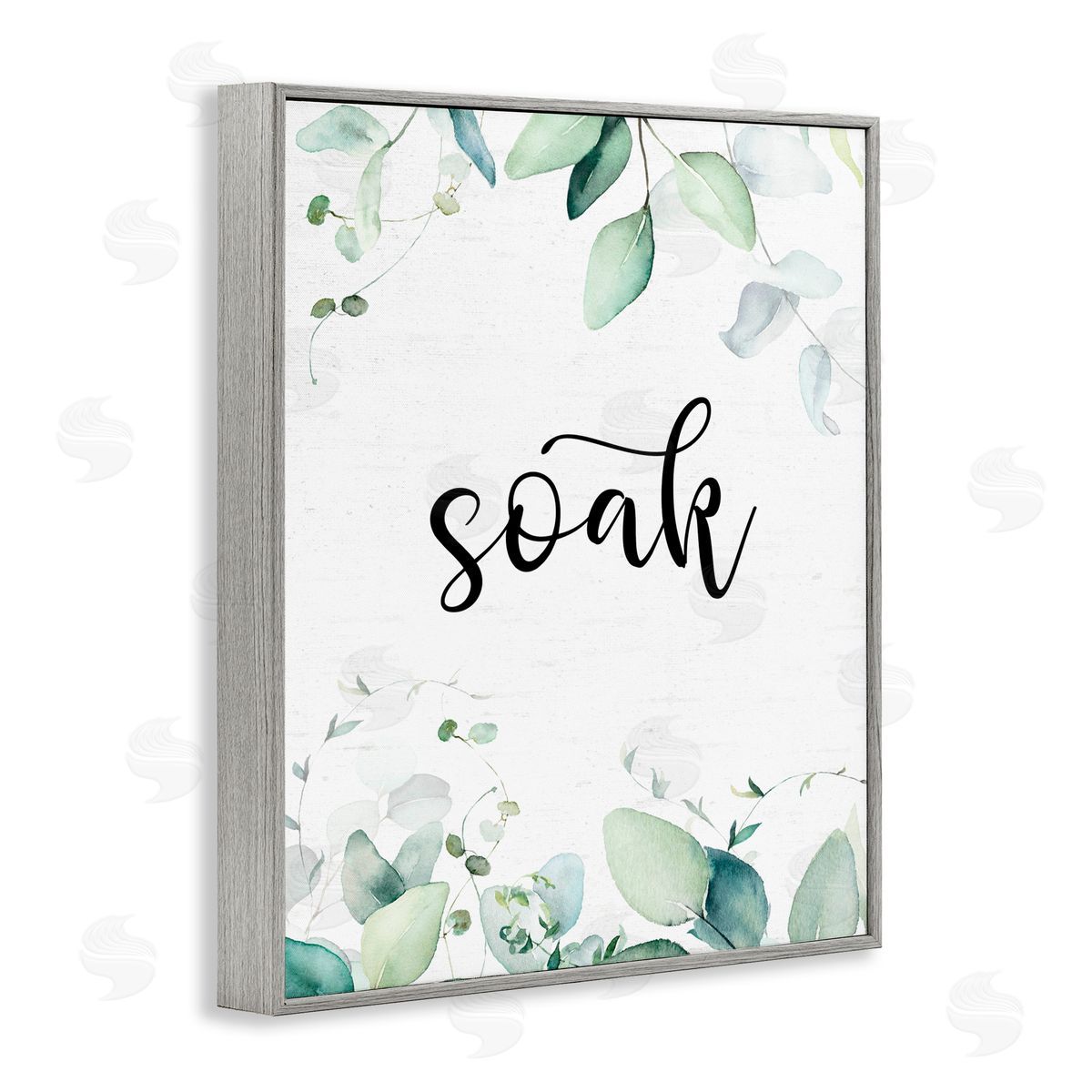 Lettered and Lined Soak Leafy Herbs Gray Framed Giclee Print Wall Art