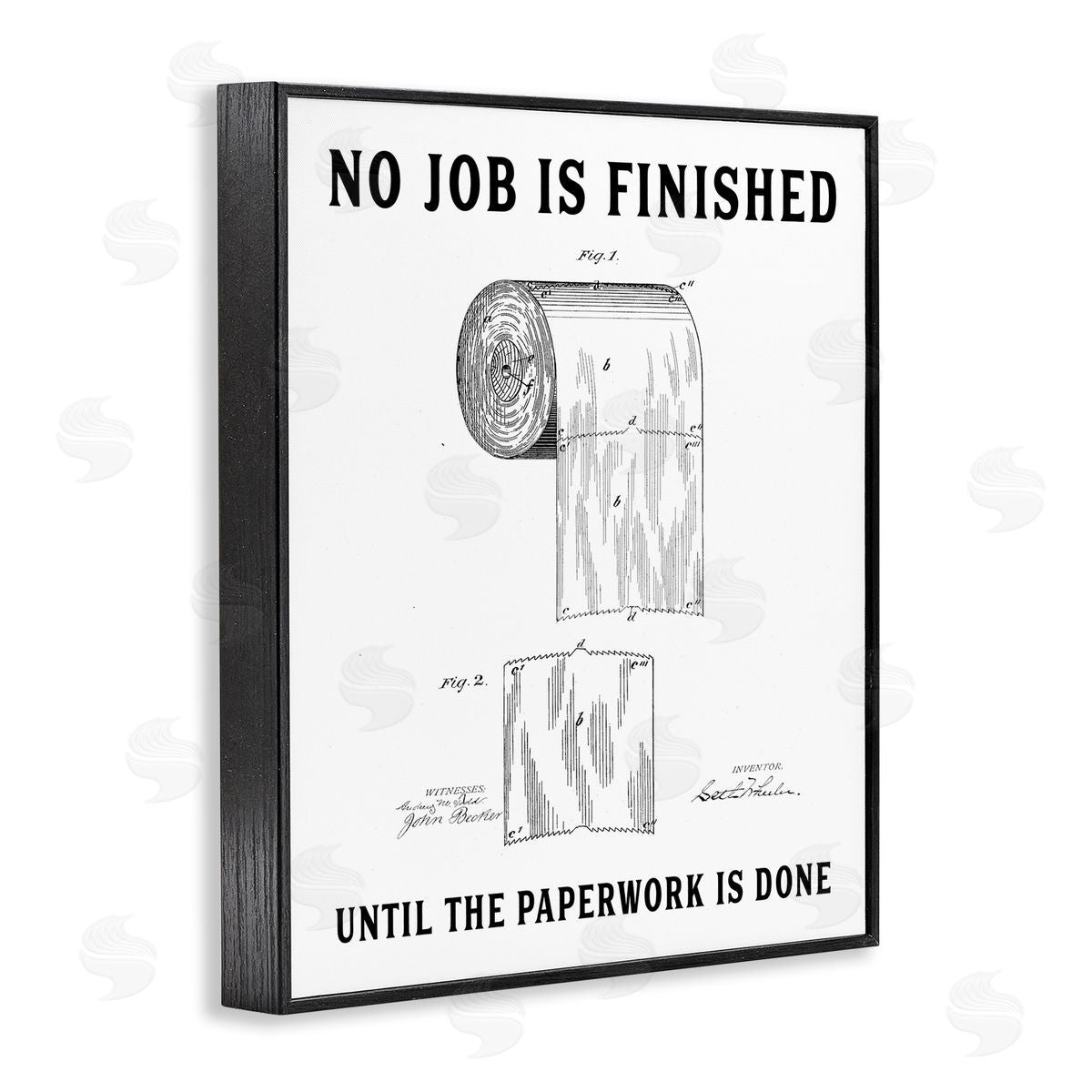 Lettered and Lined No Job Finished Toilet Paper Black Framed Giclee Print Wall Art