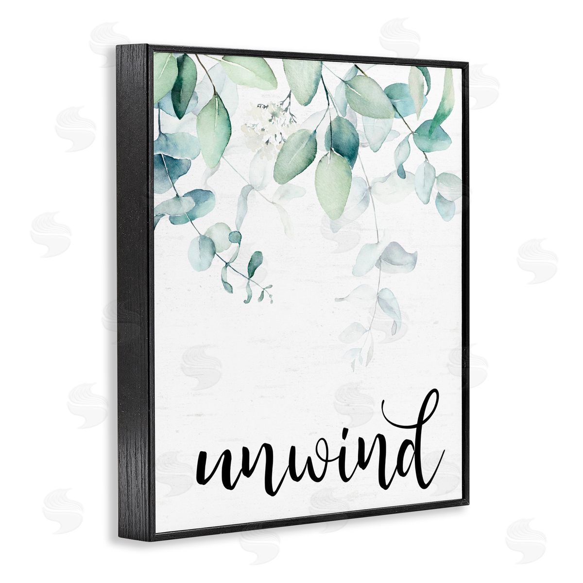 Lettered and Lined Unwind Leafy Herbs Black Framed Giclee Print Wall Art