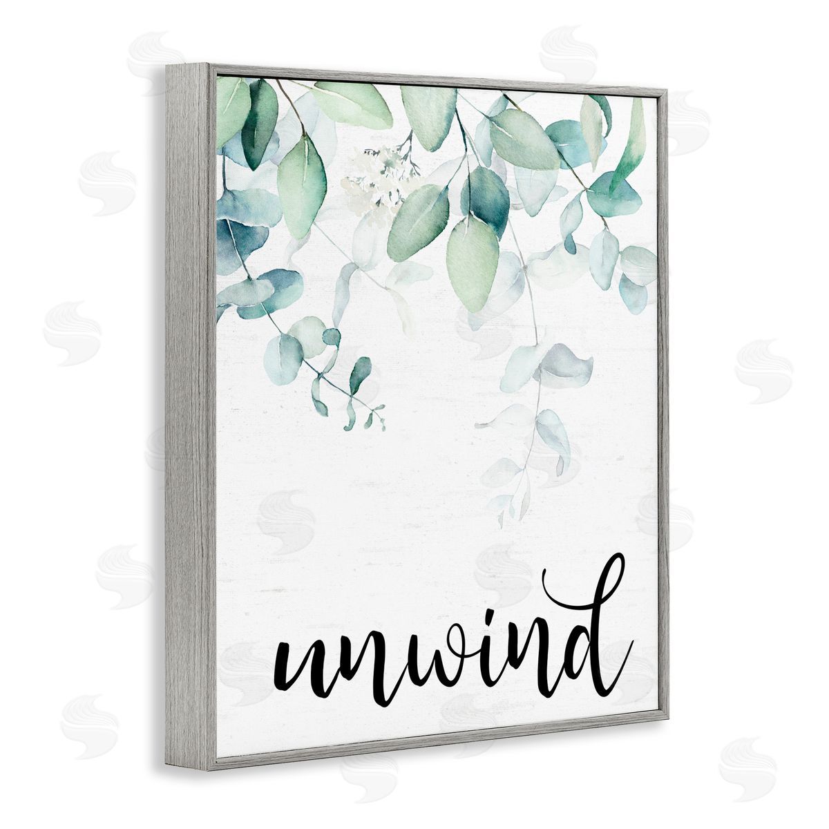 Lettered and Lined Unwind Leafy Herbs Gray Framed Giclee Print Wall Art