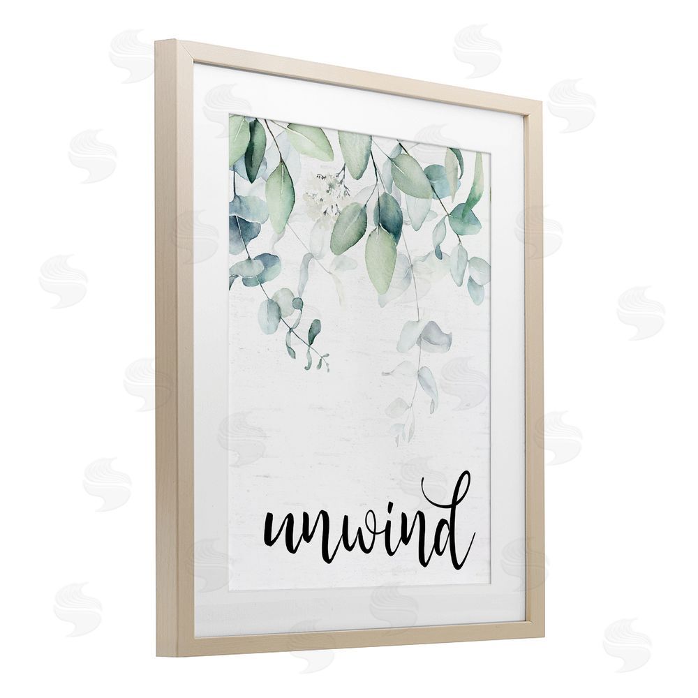 Lettered and Lined Unwind Leafy Herbs Brown Framed Print Under Glass Wall Art
