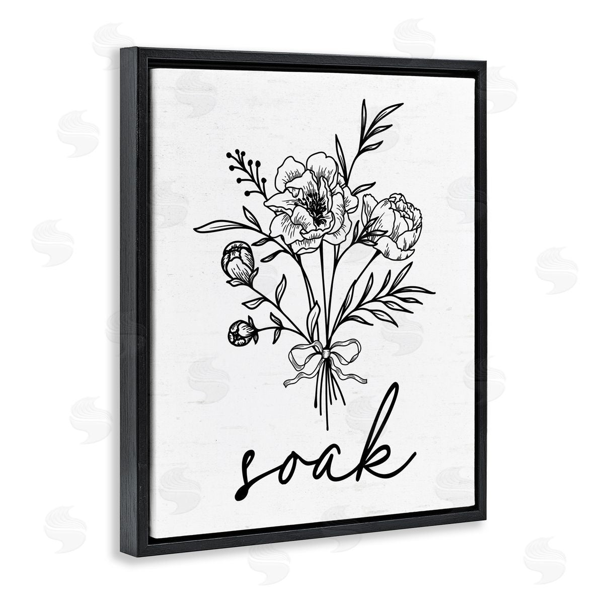 Lettered and Lined Bathroom Herb Soak Black Floating Frame Canvas Wall Art Print