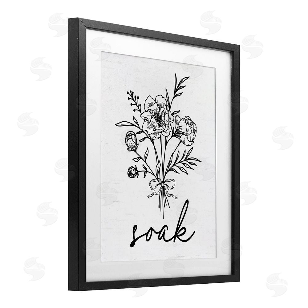 Lettered and Lined Bathroom Herb Soak Black Framed Print Under Glass Wall Art