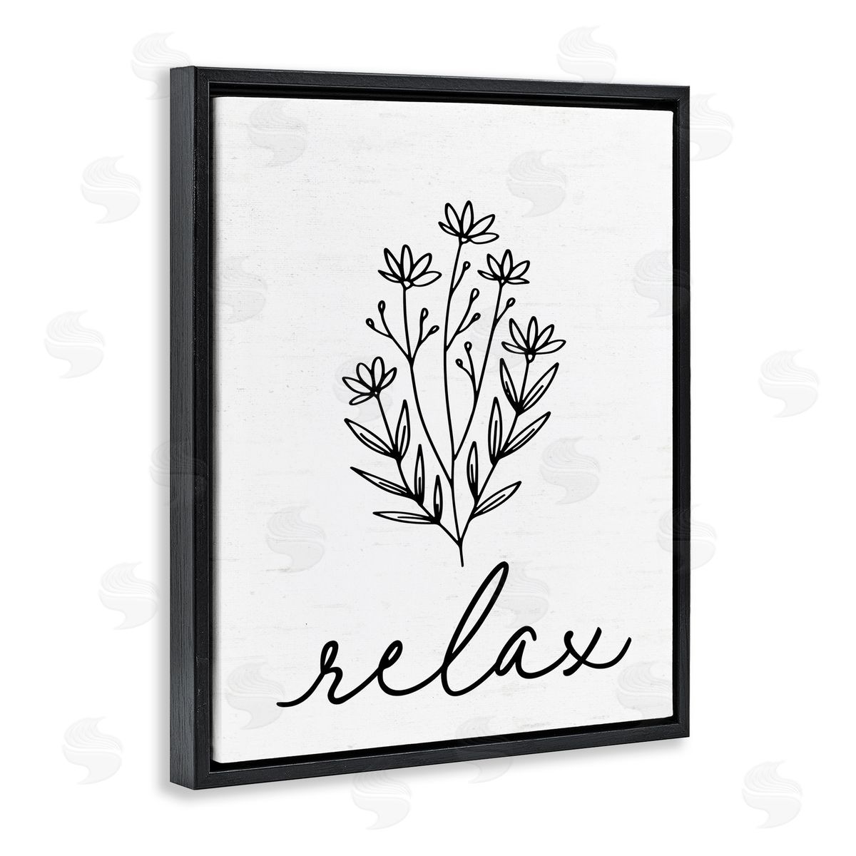 Lettered and Lined Bathroom Herb Relax Black Floating Frame Canvas Wall Art Print