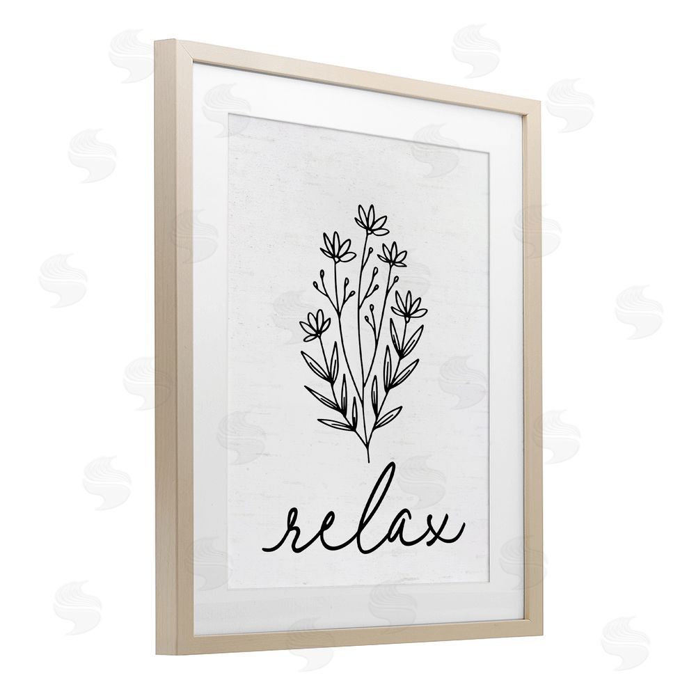 Lettered and Lined Bathroom Herb Relax Brown Framed Print Under Glass Wall Art