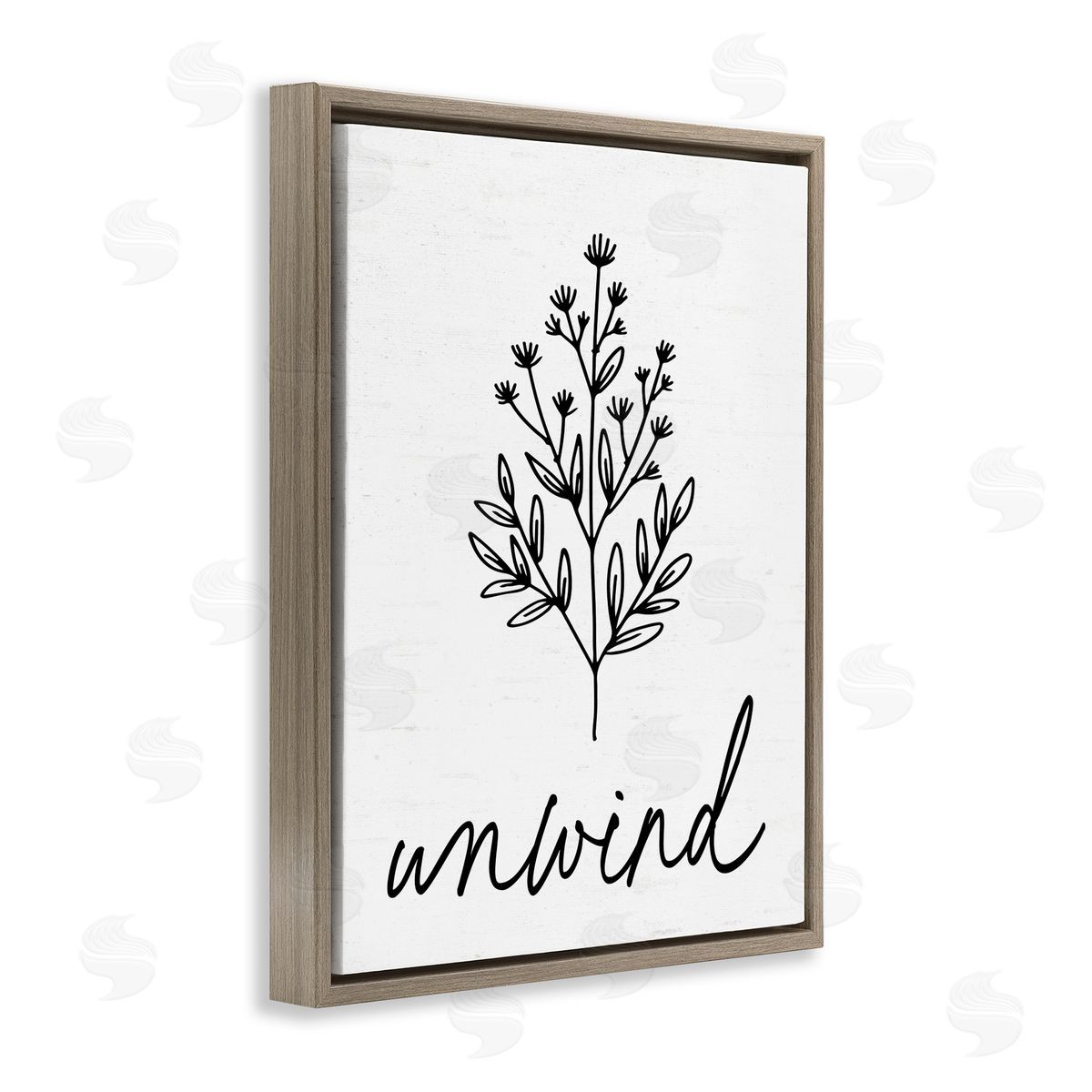 Lettered and Lined Bathroom Herb Unwind Brown Floating Frame Canvas Wall Art Print