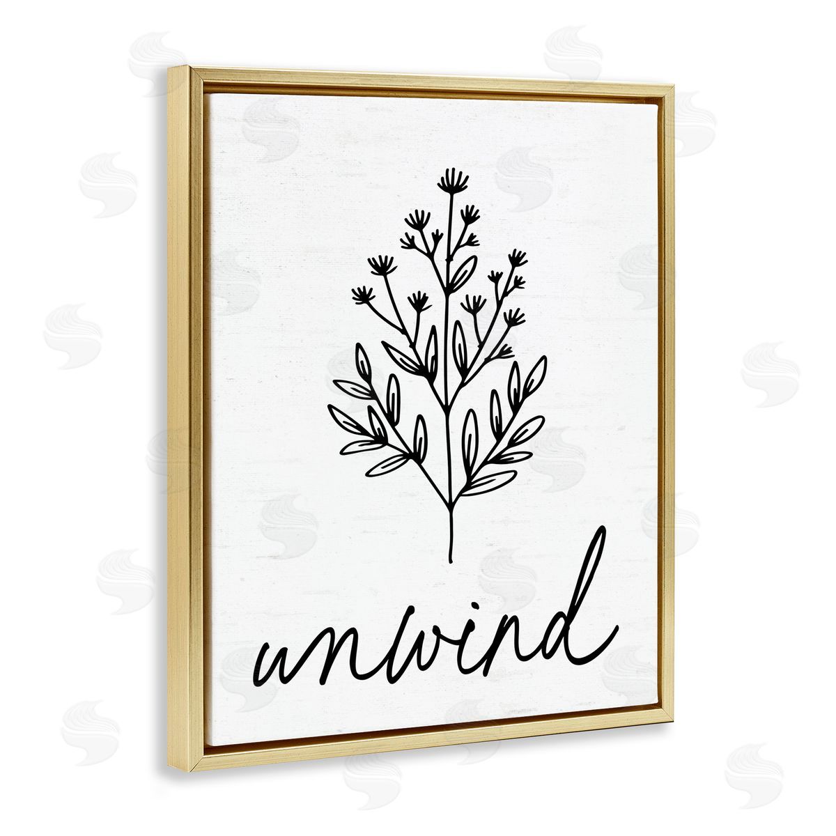 Lettered and Lined Bathroom Herb Unwind Gold Floating Frame Canvas Wall Art Print