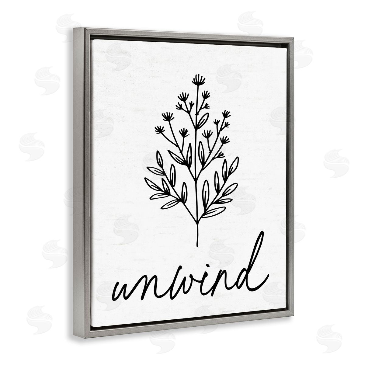 Lettered and Lined Bathroom Herb Unwind Gray Floating Frame Canvas Wall Art Print