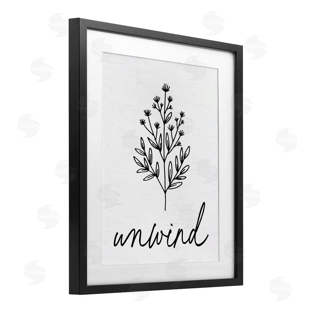 Lettered and Lined Bathroom Herb Unwind Black Framed Print Under Glass Wall Art