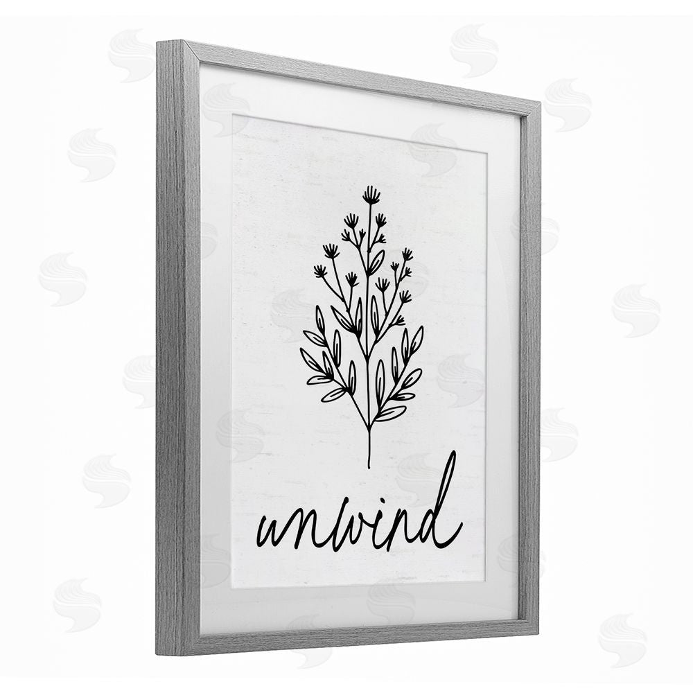 Lettered and Lined Bathroom Herb Unwind Gray Framed Print Under Glass Wall Art