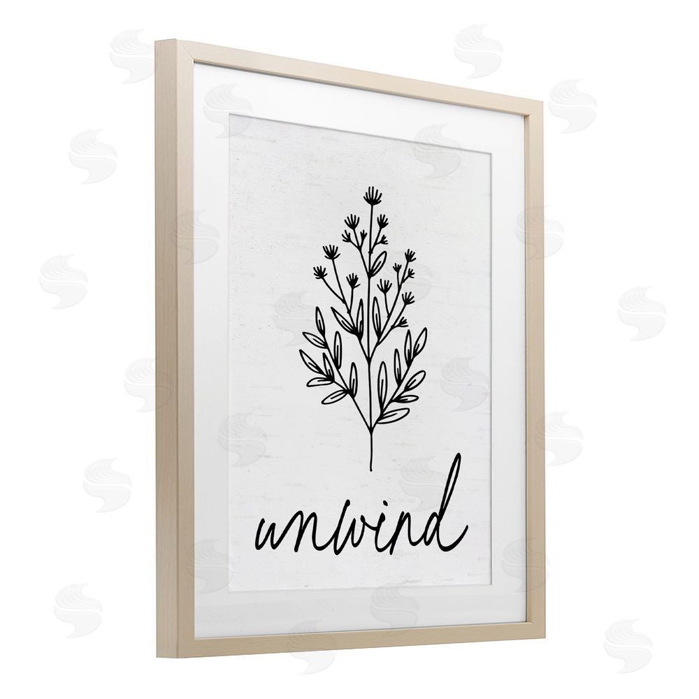 Lettered and Lined Bathroom Herb Unwind Brown Framed Print Under Glass Wall Art