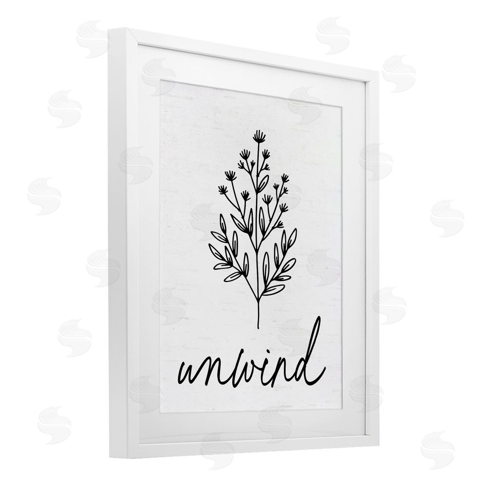 Lettered and Lined Bathroom Herb Unwind White Framed Print Under Glass Wall Art