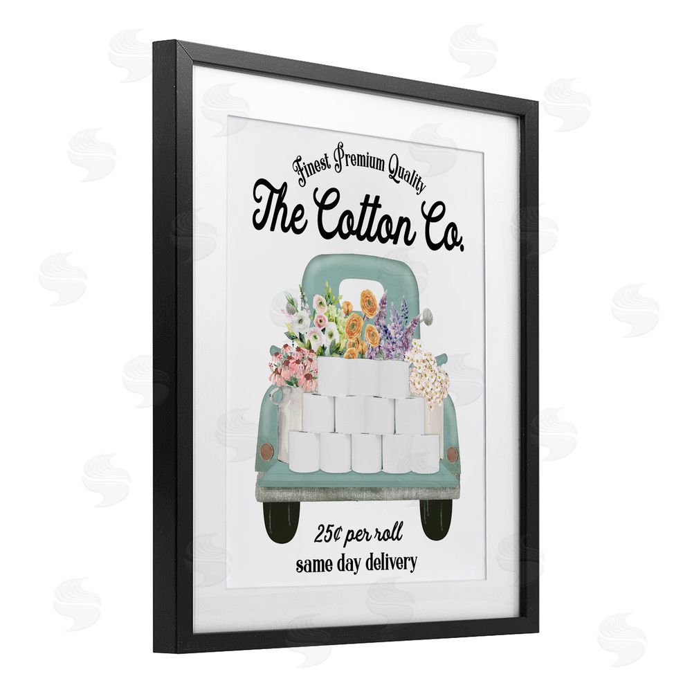Lettered and Lined Toilet Paper Delivery Truck Black Framed Print Under Glass Wall Art