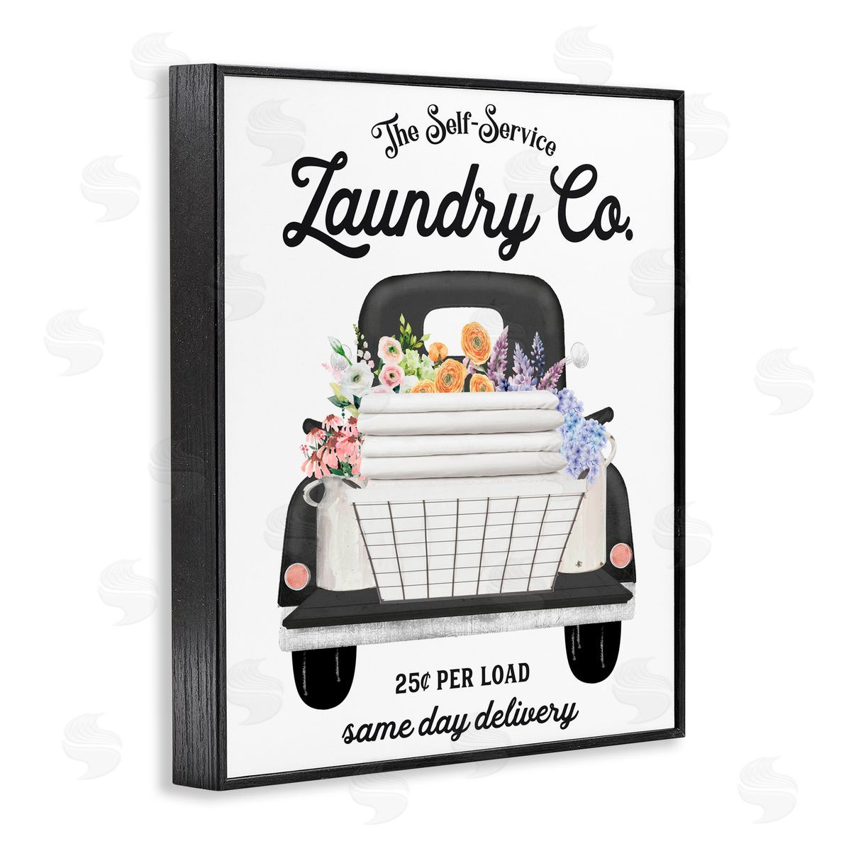 Lettered and Lined Laundry Service Truck Black Framed Giclee Print Wall Art
