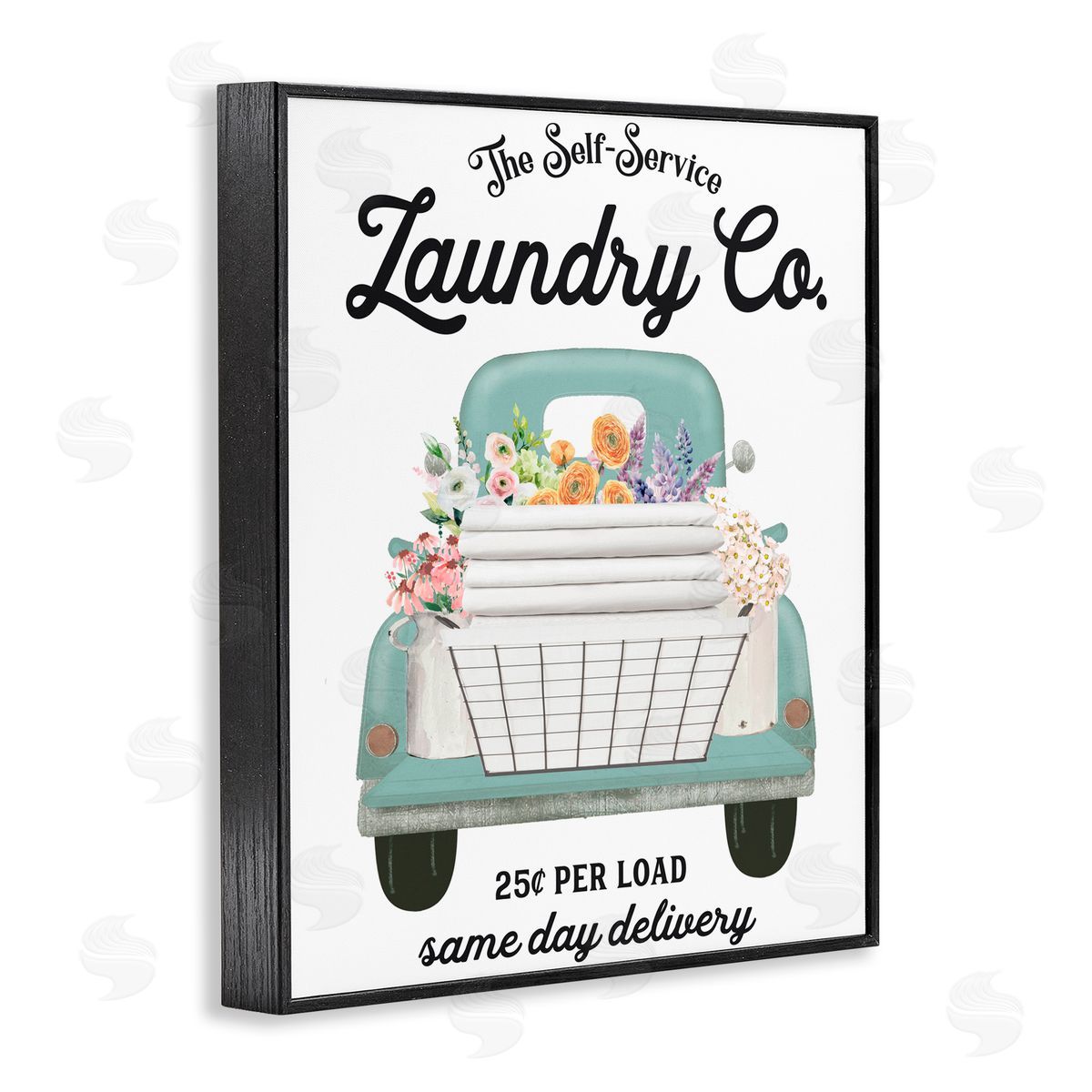Lettered and Lined Laundry Delivery Truck Black Framed Giclee Print Wall Art