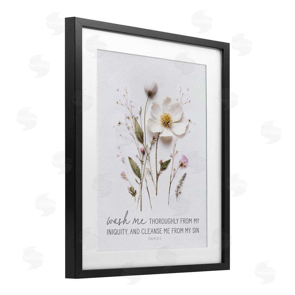 Lettered and Lined Pressed Flower Proverb Black Framed Print Under Glass Wall Art