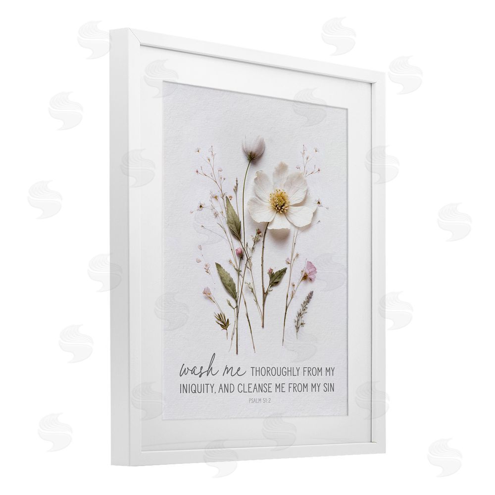 Lettered and Lined Pressed Flower Proverb White Framed Print Under Glass Wall Art