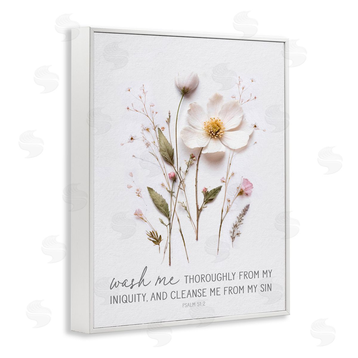 Lettered and Lined Pressed Flower Proverb White Framed Giclee Print Wall Art
