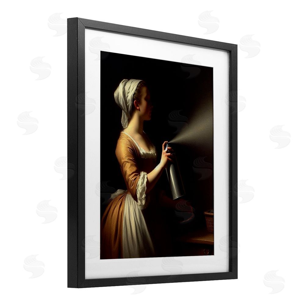 Lettered and Lined Funny Vintage Lady & Spray Paint Black Framed Print Under Glass Wall Art