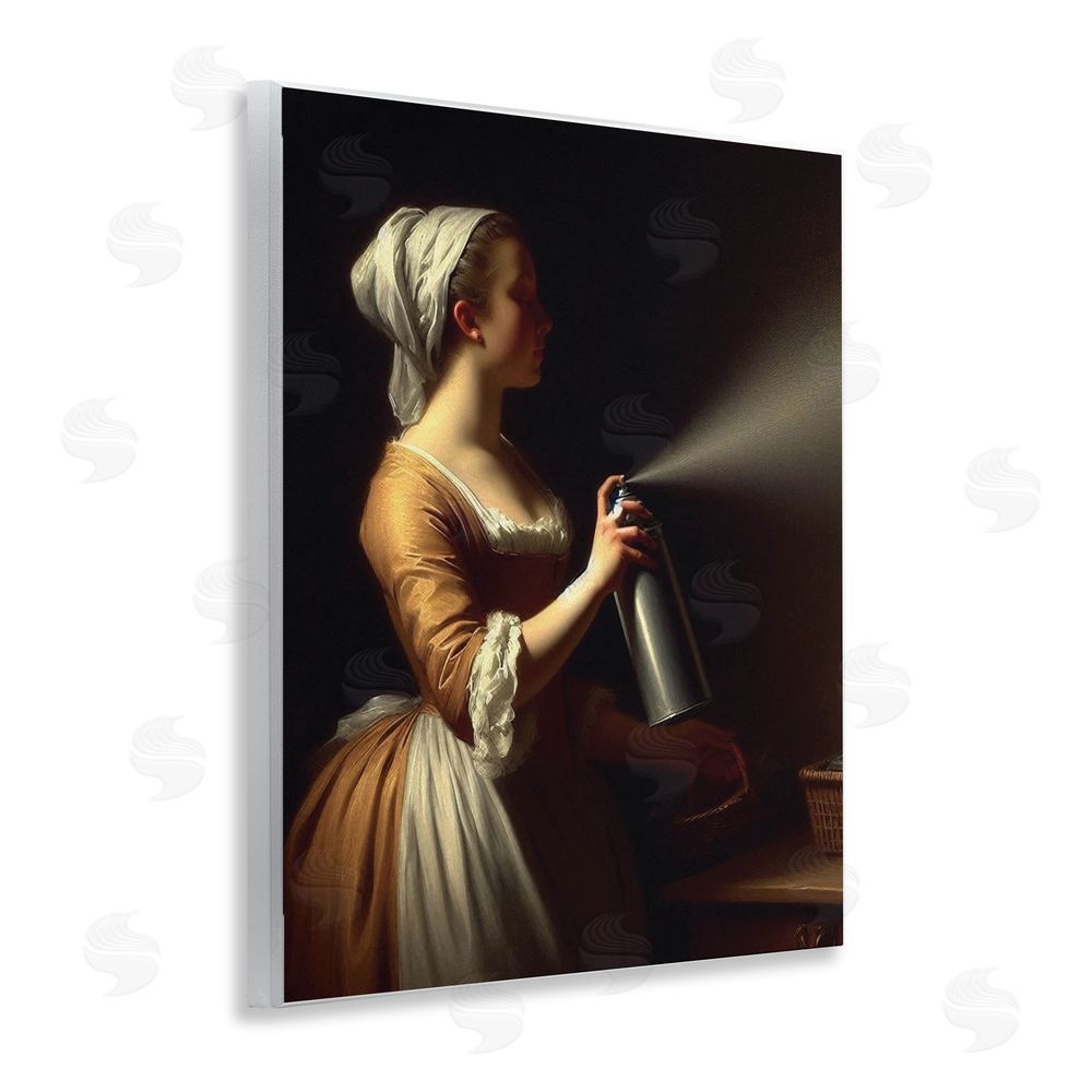 Lettered and Lined Funny Vintage Lady & Spray Paint Wooden Wall Plaque Art Print